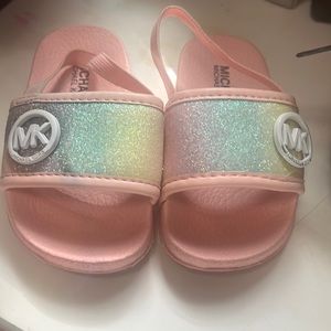 Michael Kors glitter, pink and rainbow slides